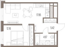 2 ккв (Евро) № 4 Корп.: 2 , Секция 1  в ЖК Легенда Васильевского