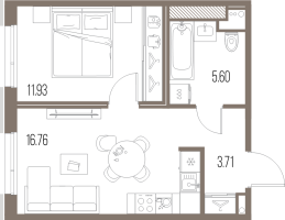 2 ккв (Евро) № 363 Корп.: 2 , Секция 7  в ЖК Legenda Васильевского