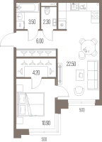 2 ккв (Евро) № 245 Корп.: N5 , Секция 5  в ЖК Легенда на Охте