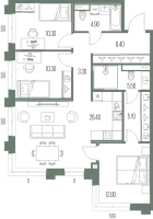 4 ккв (Евро) № 333 Корп.: N6 , Секция 6  в ЖК Легенда на Охте