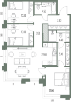 4 ккв (Евро) № 343 Корп.: N6 , Секция 6  в ЖК Легенда на Охте