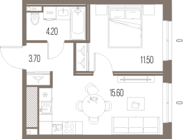 2 ккв (Евро) № 417 Корп.: N6 , Секция 6  в ЖК Легенда на Охте