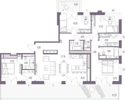 5 ккв (Евро) № 121 Корп.: B , Секция В2  в ЖК Легенда на Охте