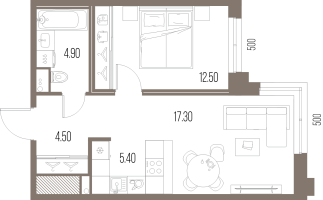 2 ккв (Евро) № 263 Корп.: N5 , Секция 5  в ЖК Легенда на Охте