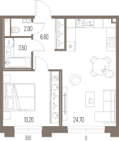 2 ккв (Евро) № 7 Корп.: B , Секция В1  в ЖК Легенда на Охте