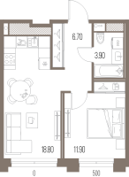 2 ккв (Евро) № 73 Корп.: B , Секция В2  в ЖК Легенда на Охте