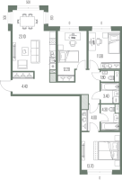 4 ккв (Евро) № 127 Корп.: P , Секция Р1  в ЖК Легенда на Охте