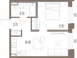 2 ккв (Евро) № 340 Корп.: N6 , Секция 6  в ЖК Легенда на Охте
