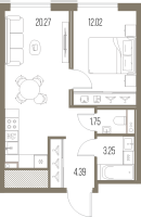 2 ккв (Евро) № 483 Корп.: 1 , Секция 5  в ЖК Легенда у моря