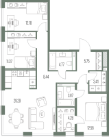 4 ккв (Евро) № 480 Корп.: 1 , Секция 5  в ЖК Легенда у моря
