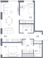 3 ккв (Евро) № 116 Корп.: 1 , Секция 1  в ЖК Легенда у моря