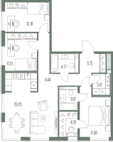 4 ккв (Евро) № 496 Корп.: 1 , Секция 5  в ЖК Легенда у моря