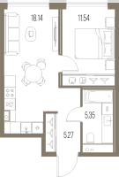 2 ккв (Евро) № 136 Корп.: 1 , Секция 2  в ЖК Легенда у моря