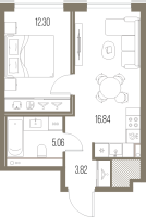 2 ккв (Евро) № 151 Корп.: 1 , Секция 2  в ЖК Легенда у моря