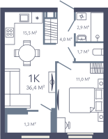 2 ккв (Евро) № 130 Корп.: 1 , Секция 2  в ЖК Лендлер