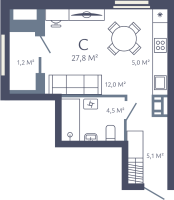 Студия № 10 Корп.: 1 , Секция 1  в ЖК Лендлер