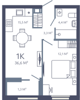 2 ккв (Евро) № 108 Корп.: 1 , Секция 2  в ЖК Лендлер