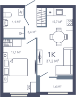 2 ккв (Евро) № 95 Корп.: 1 , Секция 2  в ЖК Лендлер