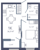 2 ккв (Евро) № 96 Корп.: 1 , Секция 2  в ЖК Лендлер
