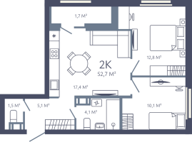 3 ккв (Евро) № 141 Корп.: 1 , Секция 2  в ЖК Лендлер