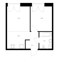2 ккв (Евро) № 6.6.10 Корп.: 2.1 , Секция 6  в ЖК Лермонтовский 54