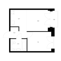 2 ккв (Евро) № 6.5.6 Корп.: 1 , Секция 6  в ЖК Лермонтовский 54