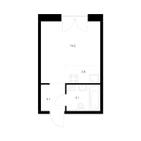 Студия № 1.3.5 Корп.: 1 , Секция 1  в ЖК Лермонтовский 54