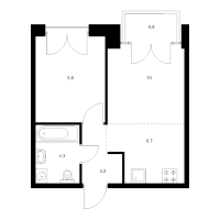 2 ккв (Евро) № 13.2.11 Корп.: 2.2 , Секция 13  в ЖК Лермонтовский 54
