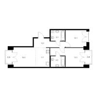 3 ккв (Евро) № 11.4.1 Корп.: 2.2 , Секция 11  в ЖК Лермонтовский 54