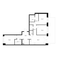 4 ккв (Евро) № 6.1.1 Корп.: 1 , Секция 6  в ЖК Лермонтовский 54
