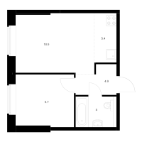 2 ккв (Евро) № 3.1.1 Корп.: 1 , Секция 3  в ЖК Лермонтовский 54