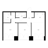 3 ккв (Евро) № 3.8.2 Корп.: 1 , Секция 3  в ЖК Лермонтовский 54