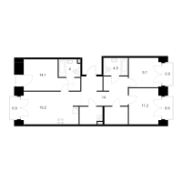 4 ккв (Евро) № 1.3.8 Корп.: 1 , Секция 1  в ЖК Лермонтовский 54