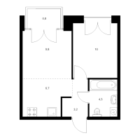 2 ккв (Евро) № 9.7.2 Корп.: 2.2 , Секция 9  в ЖК Лермонтовский 54