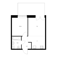 2 ккв (Евро) № 9.1.3 Корп.: 2.2 , Секция 9  в ЖК Лермонтовский 54