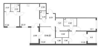 5 ккв (Евро) № 227 Корп.: 10.2 , Секция 4  в ЖК ЛесArt