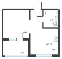 Студия № 68 Корп.: 10.2 , Секция 1  в ЖК ЛесArt