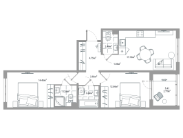 3 ккв (Евро) № 121 Корп.: 10.4 , Секция 3  в ЖК ЛесАрт