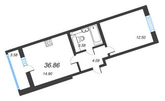 2 ккв (Евро) № 3.3-211 Корп.: 1 , Секция 3  в ЖК Лето