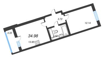2 ккв (Евро) № 4.5-290 Корп.: 1 , Секция 4  в ЖК Лето