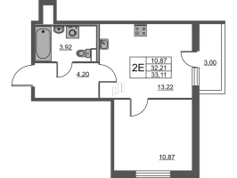 2 ккв (Евро) № 2.2-73 Корп.: 1 , Секция 2  в ЖК Лето