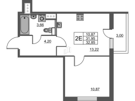 2 ккв (Евро) № 2.6-105 Корп.: 1 , Секция 2  в ЖК Лето