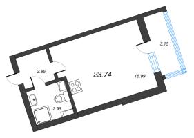 Студия № 5.4-353 Корп.: 1 , Секция 5  в ЖК Лето