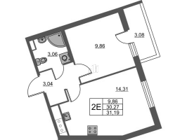 2 ккв (Евро) № 3.7-229 Корп.: 1 , Секция 3  в ЖК Лето