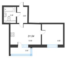 2 ккв (Евро) № 2.13-162 Корп.: 1 , Секция 2  в ЖК Лето
