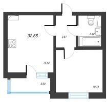 2 ккв (Евро) № 1.15-69 Корп.: 1 , Секция 1  в ЖК Лето