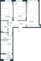 4 ккв (Евро) № 253 Корп.: 3 , Секция 2  в ЖК Левел Мечникова