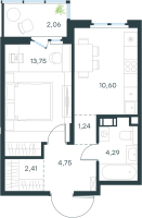 1 ккв № 4-14 Корп.: 4 , Секция 1  в ЖК Левел Мечникова