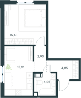 1 ккв № 4-11 Корп.: 4 , Секция 1  в ЖК Левел Мечникова