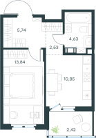 1 ккв № 4-17 Корп.: 4 , Секция 1  в ЖК Левел Мечникова